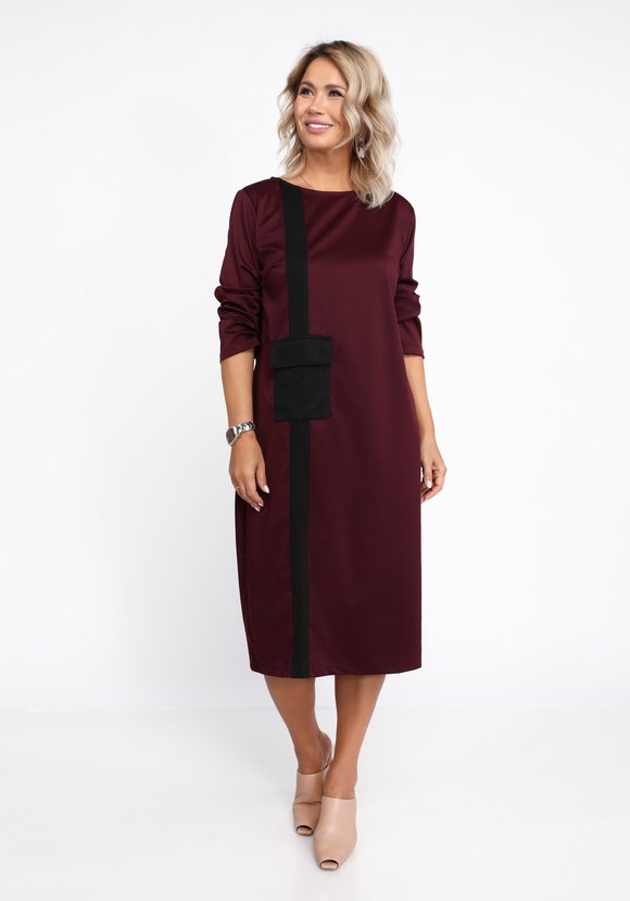 Платье однотонное с контрастной вставкой шир.  580, рис. 2