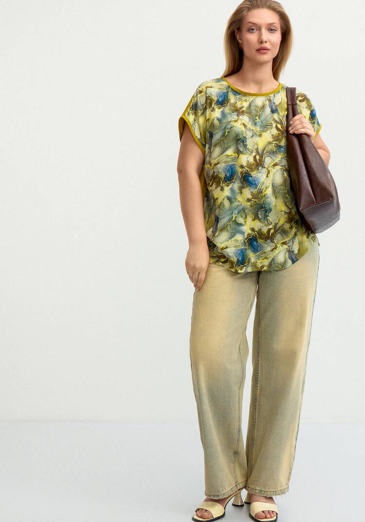 Блуза комбинированная со спущенным плечом шир.  750, рис. 18