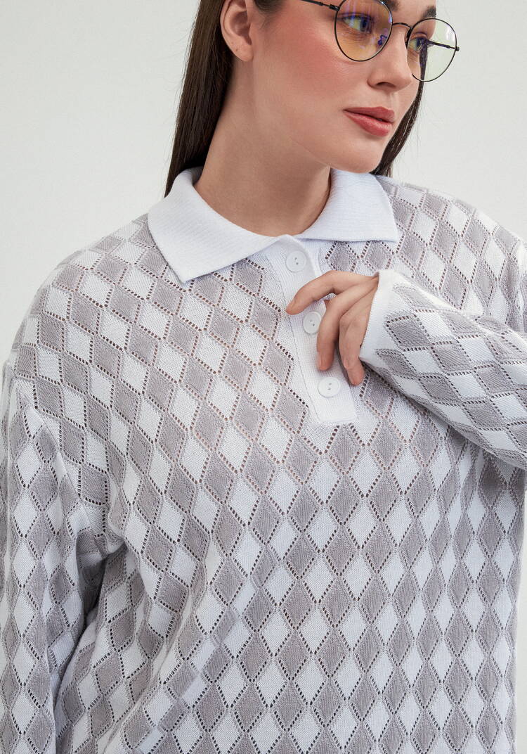 Джемпер структурной вязки с ажуром шир.  750, рис. 13