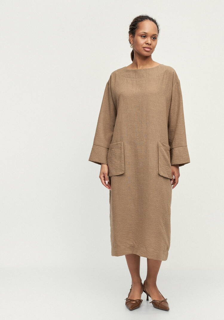 Платье изо льна с объемными карманами шир.  750, рис. 4