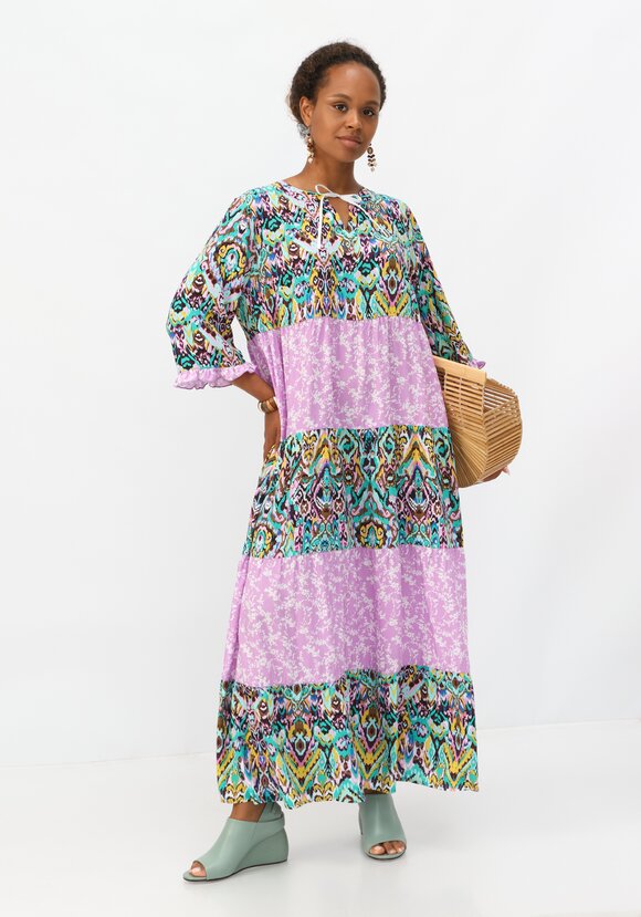 Платье с ярусами и комбинированным принтом шир.  580, рис. 33