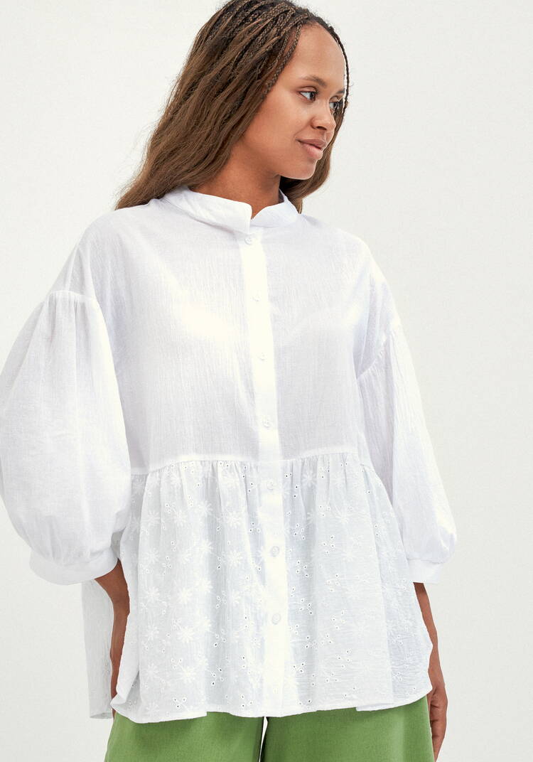 Блуза комбинированная с шитьём шир.  750, рис. 1