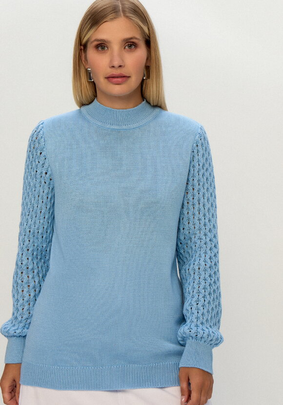 Джемпер с ажурными рукавами объемной вязки шир.  580, рис. 32