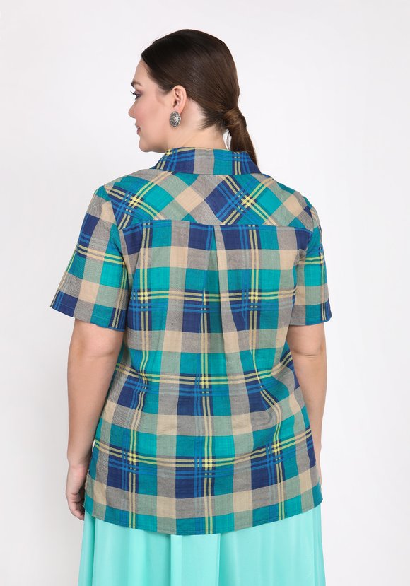 Блуза Стильная клетка шир.  580, рис. 7