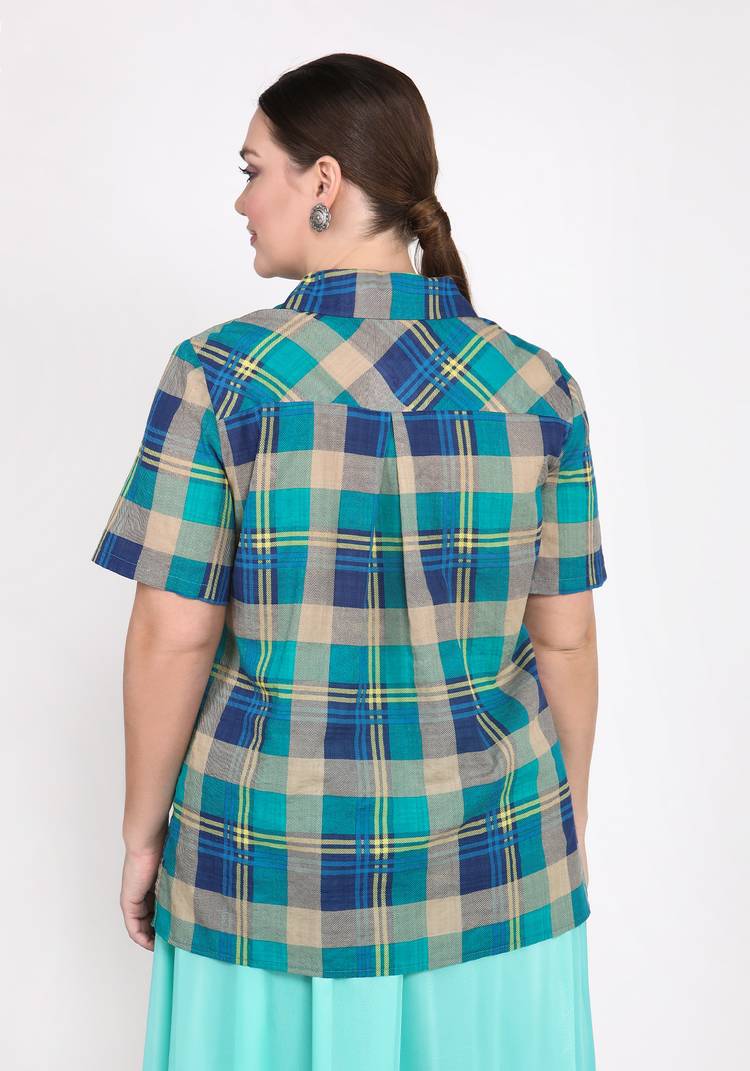 Блуза Стильная клетка шир.  750, рис. 7