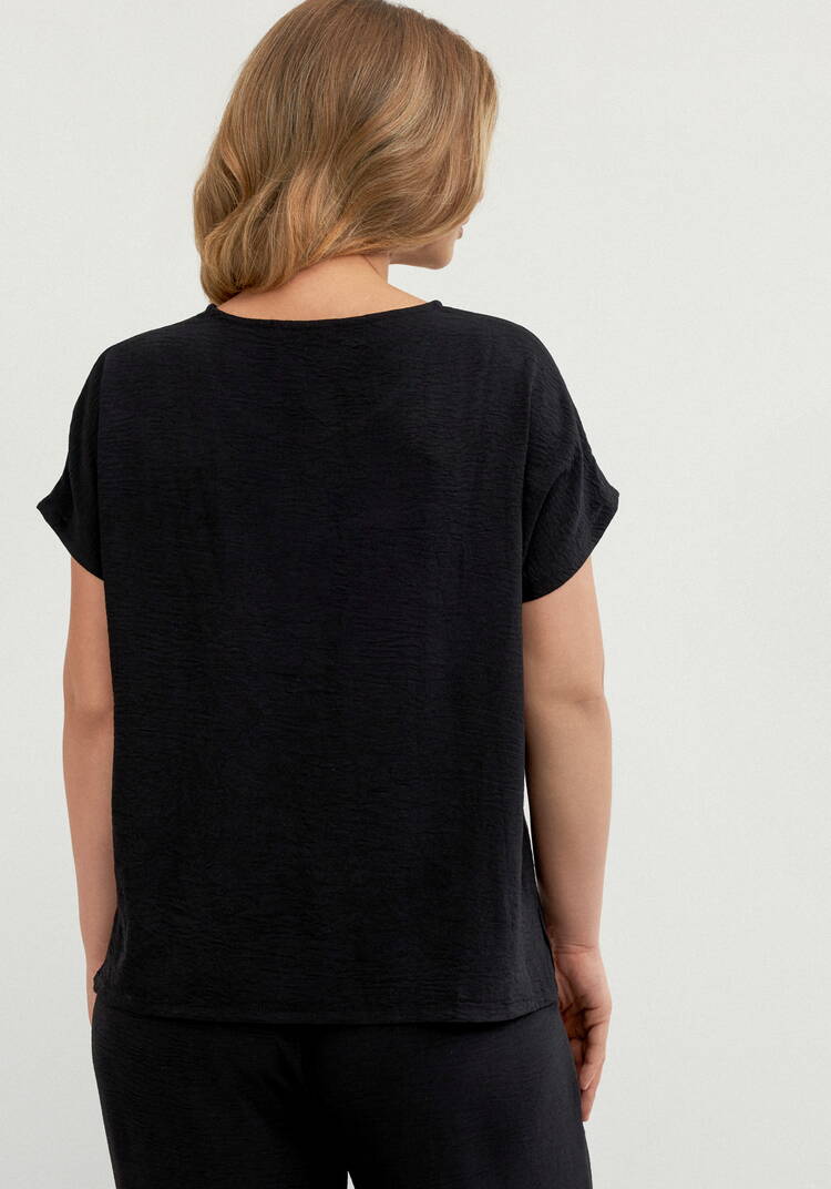 Блуза свободная со спущенным плечом шир.  750, рис. 4