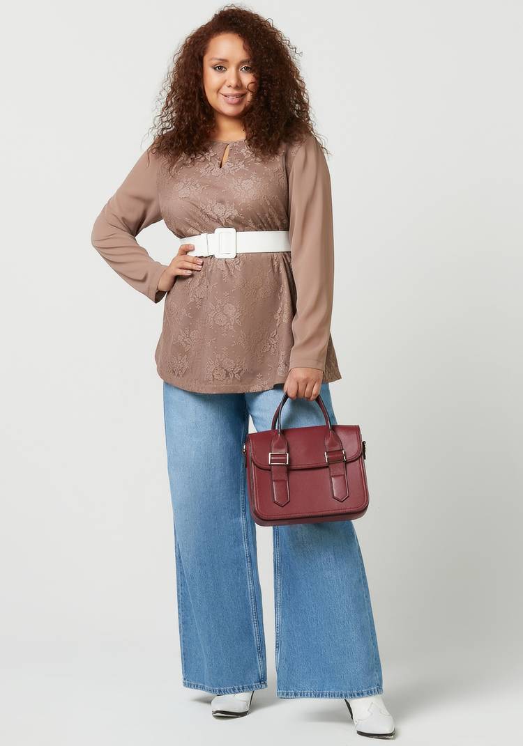 Блуза с кружевом однотонная шир.  750, рис. 9