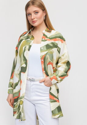 Туника на пуговицах с принтом и стразами