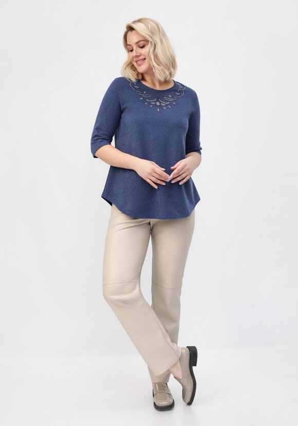 Блуза с декором из страз по горловине шир.  580, рис. 15