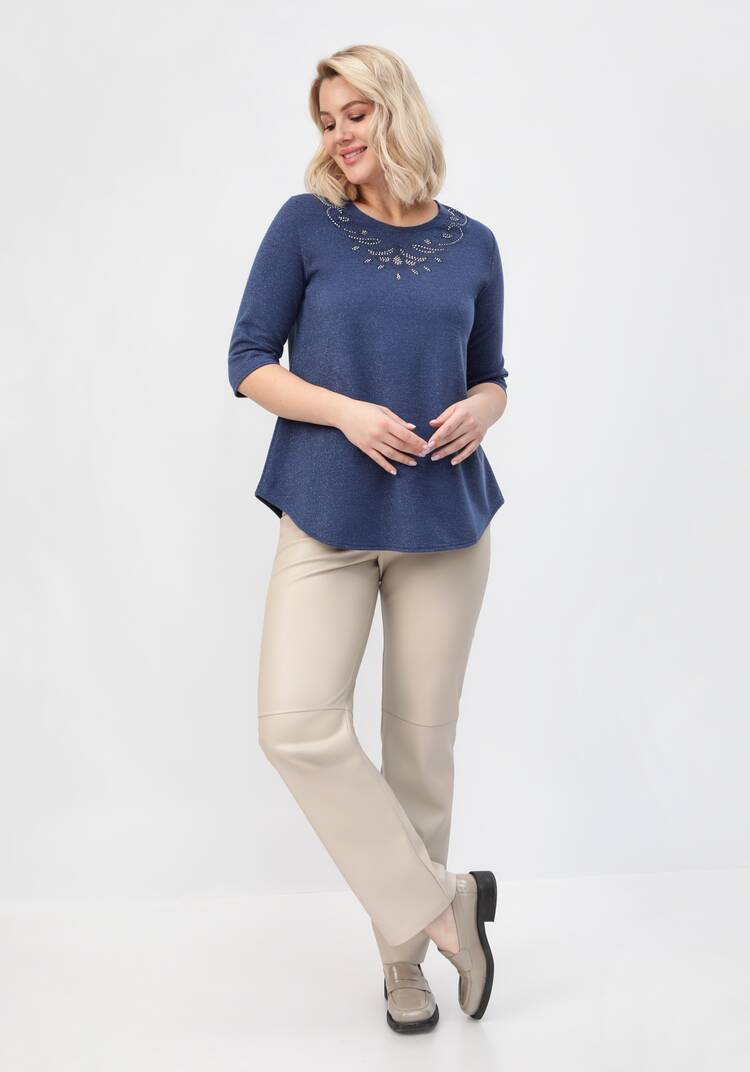 Блуза с декором из страз по горловине шир.  750, рис. 15