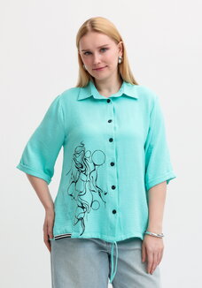 Рубашка с рукавом 3/4 и принтом