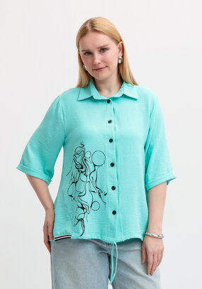 Рубашка с рукавом 3/4 и принтом