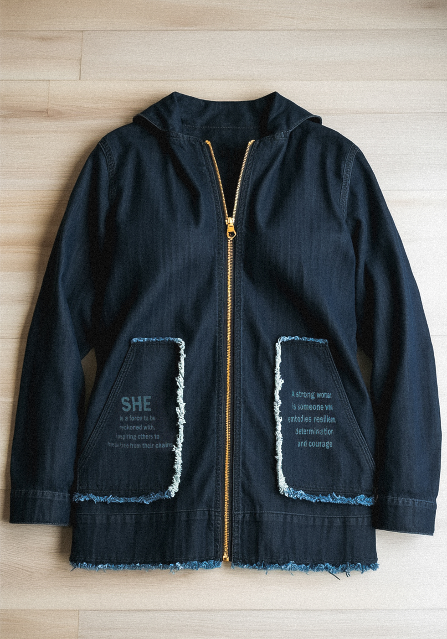 

Джинсовая куртка на молнии с капюшоном Resale, Синий