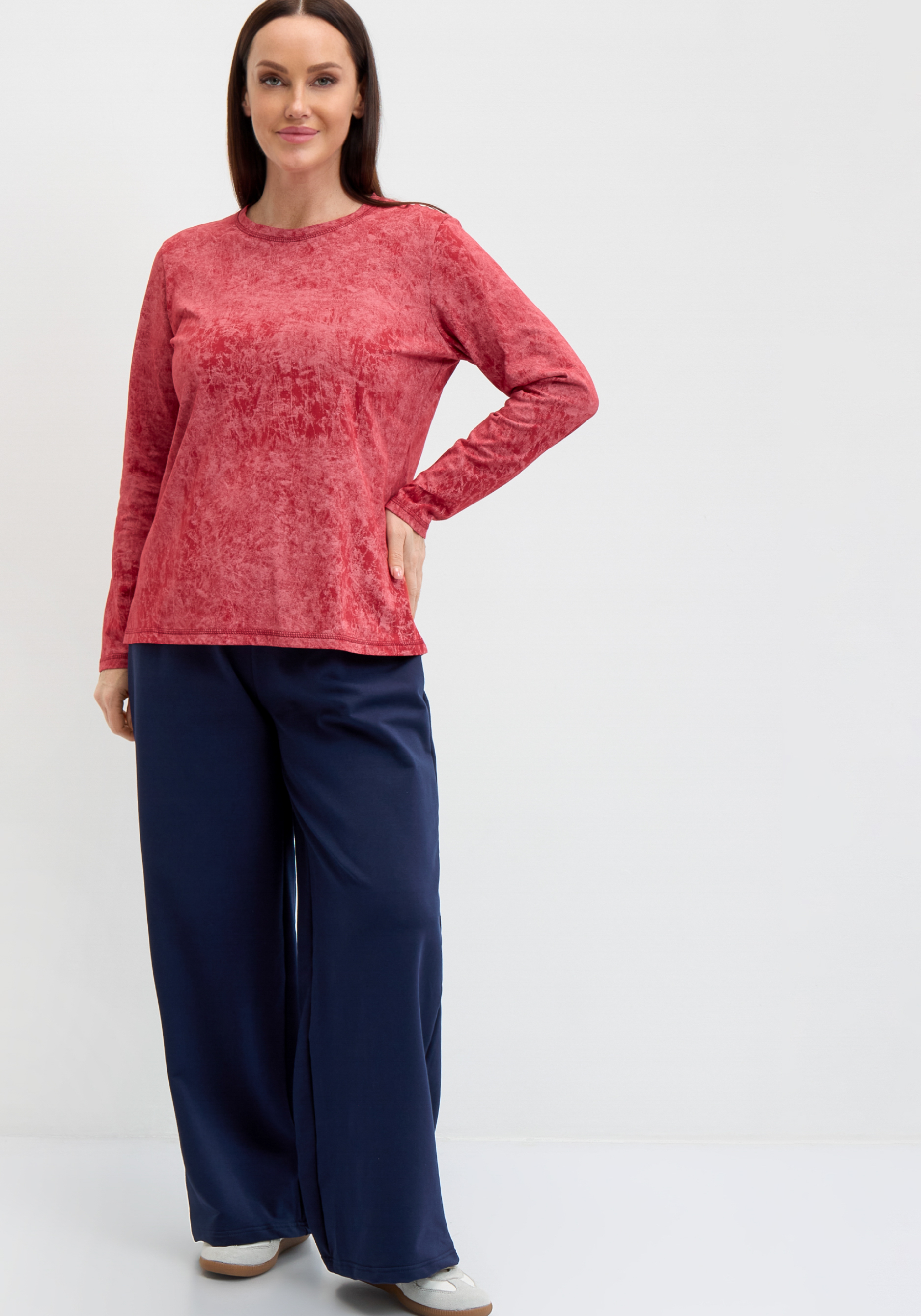 

Брюки трикотажные широкие на резинке, Синий