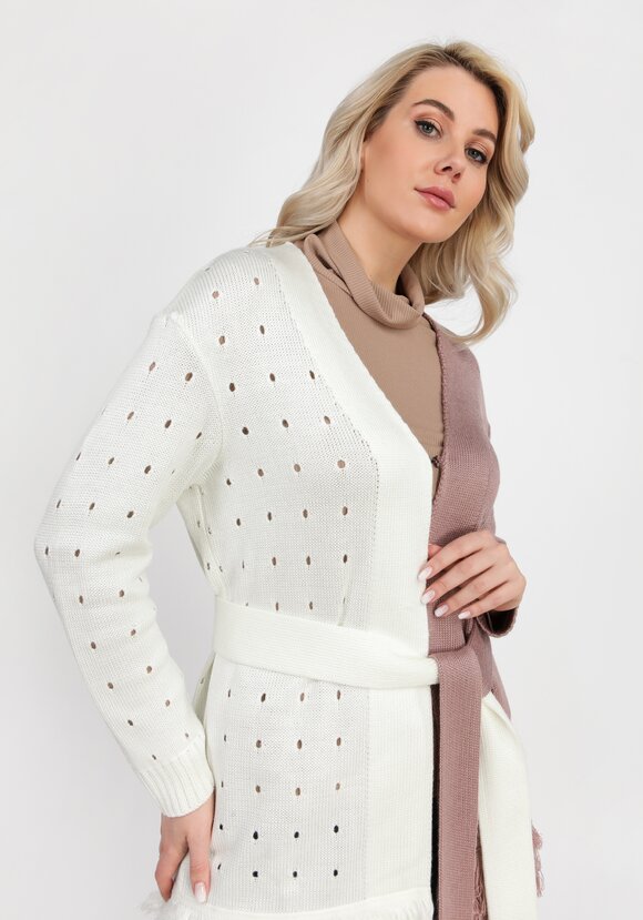 Кардиган с бахромой и поясом шир.  580, рис. 4