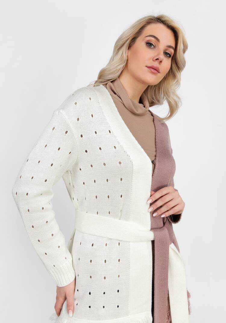 Кардиган с бахромой и поясом шир.  750, рис. 4