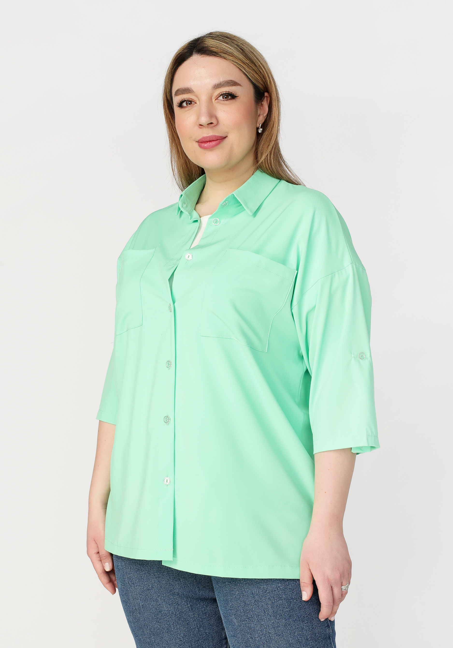 Рубашка женская "Стелла", размер 50, цвет синий - фото 1
