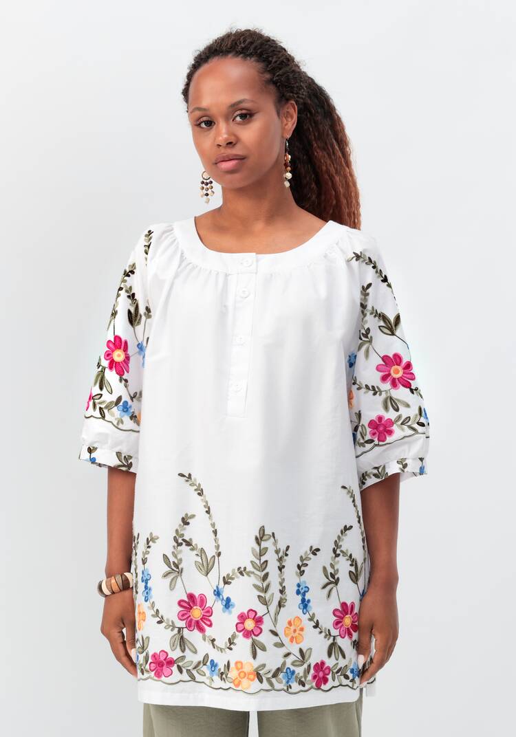 Блуза с цветочной вышивкой и рукавом реглан шир.  750, рис. 22