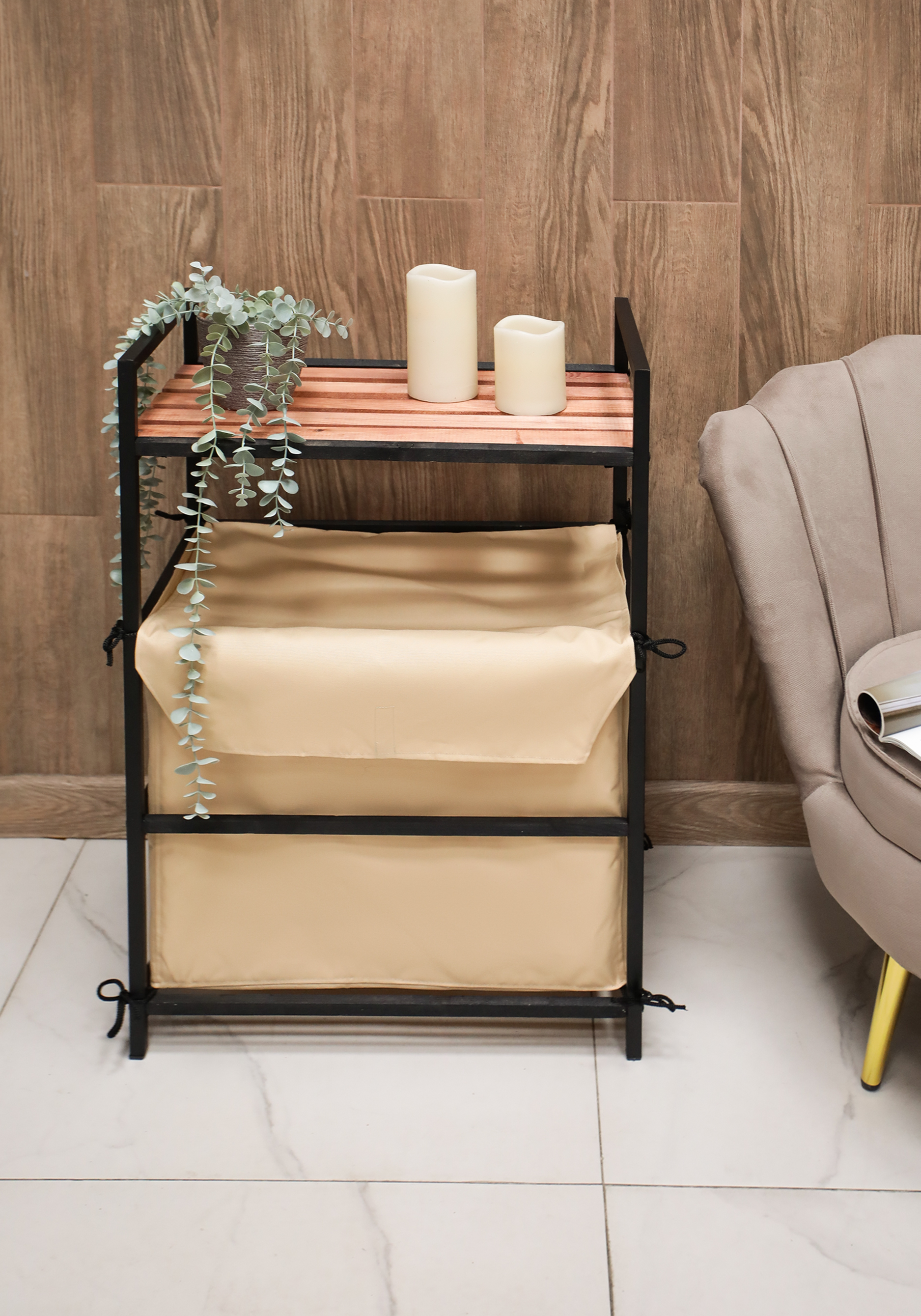 

Этажерка с корзиной для белья, Песочный