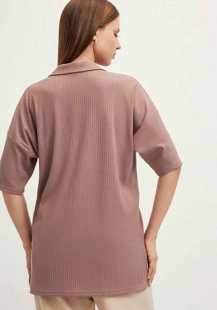 Поло с отложным воротником в рубчик шир.  750, рис. 35