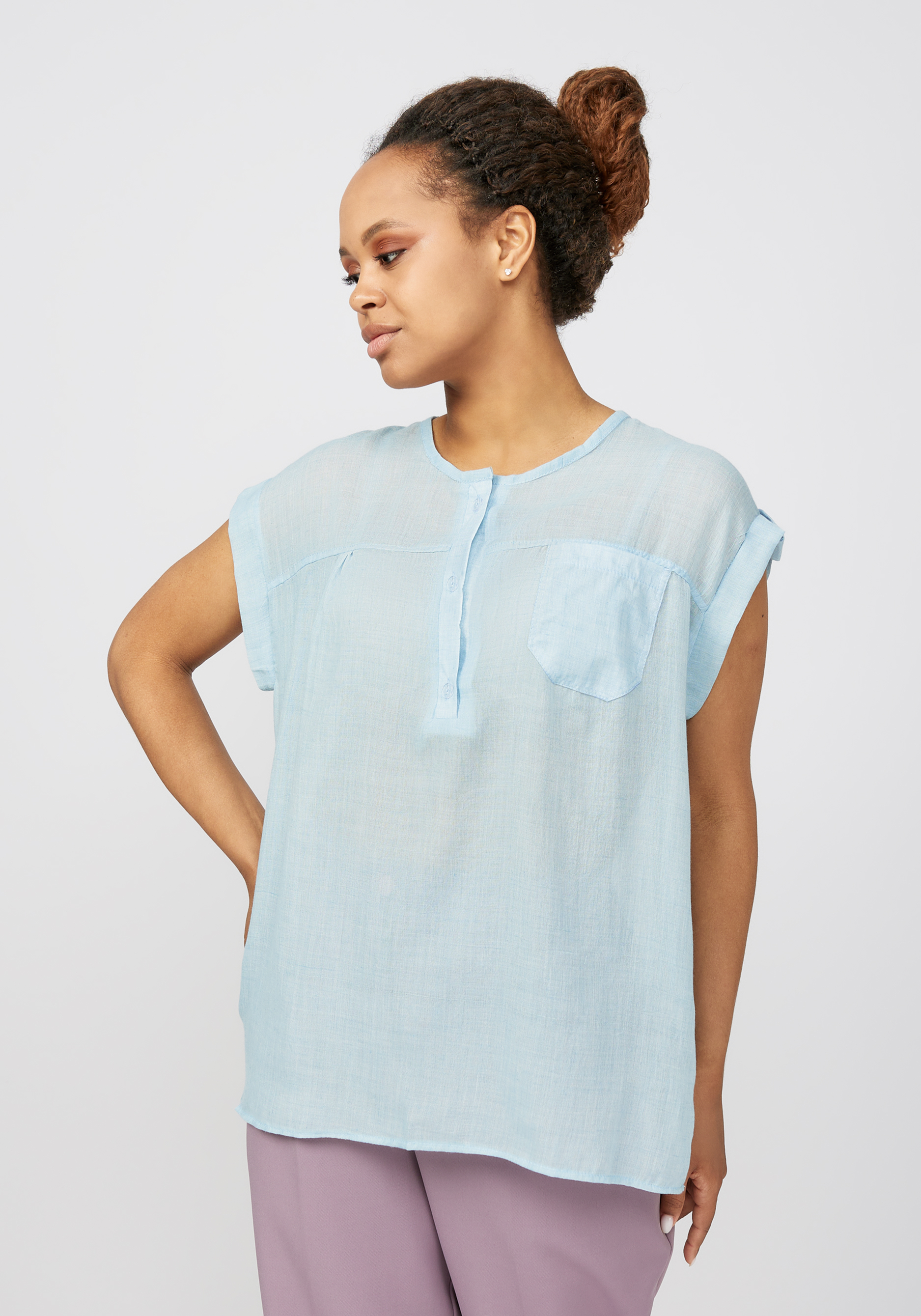 Блуза с коротким рукавом "Жасмин" Simple Story, цвет голубой, размер 50 - фото 9