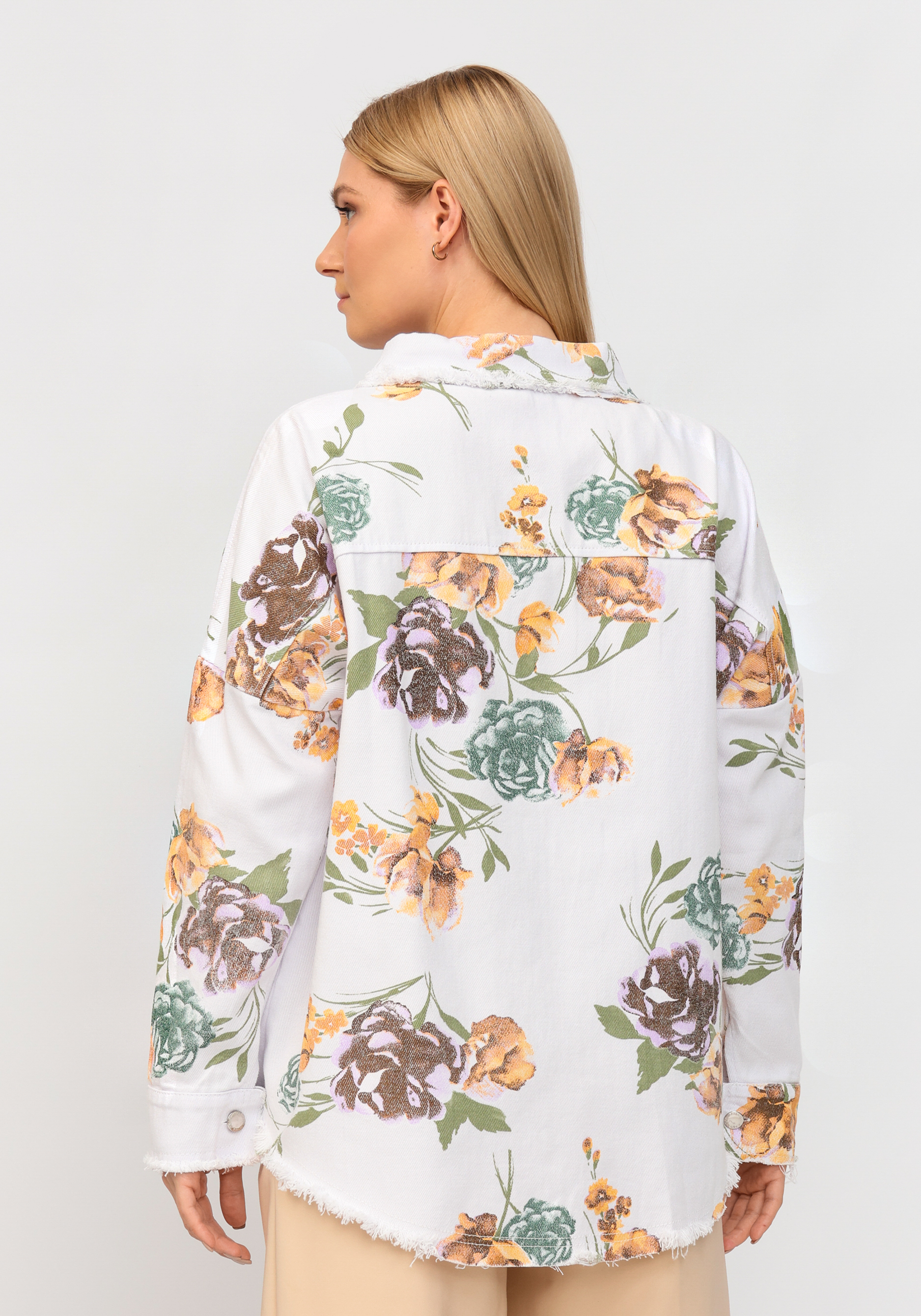 Джинсовая куртка с цветочным принтом No name, размер 48-50 - фото 3