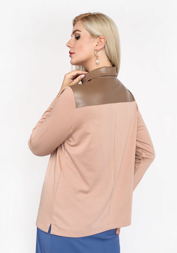 Блуза с отделкой из эко кожи шир.  580, рис. 7