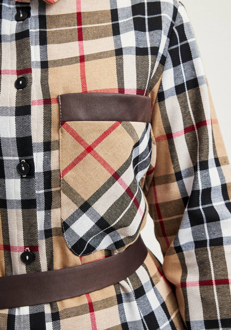 Рубашка в клетку с поясом шир.  750, рис. 15