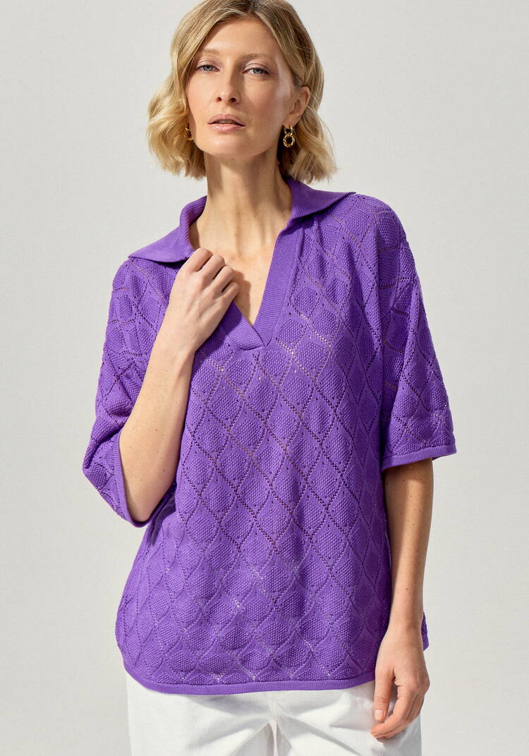 Джемпер-поло с ажурным рисунком шир.  750, рис. 30