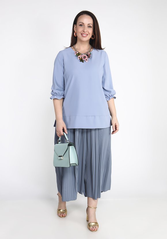 Блуза однотонная с рукавом на резинке шир.  580, рис. 11