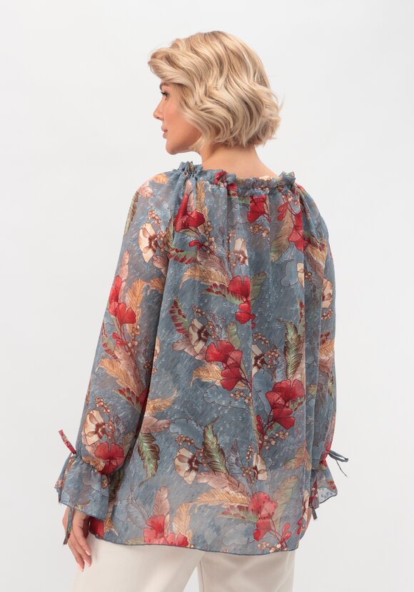 Блуза с оборкой на рукавах и горловине шир.  580, рис. 3