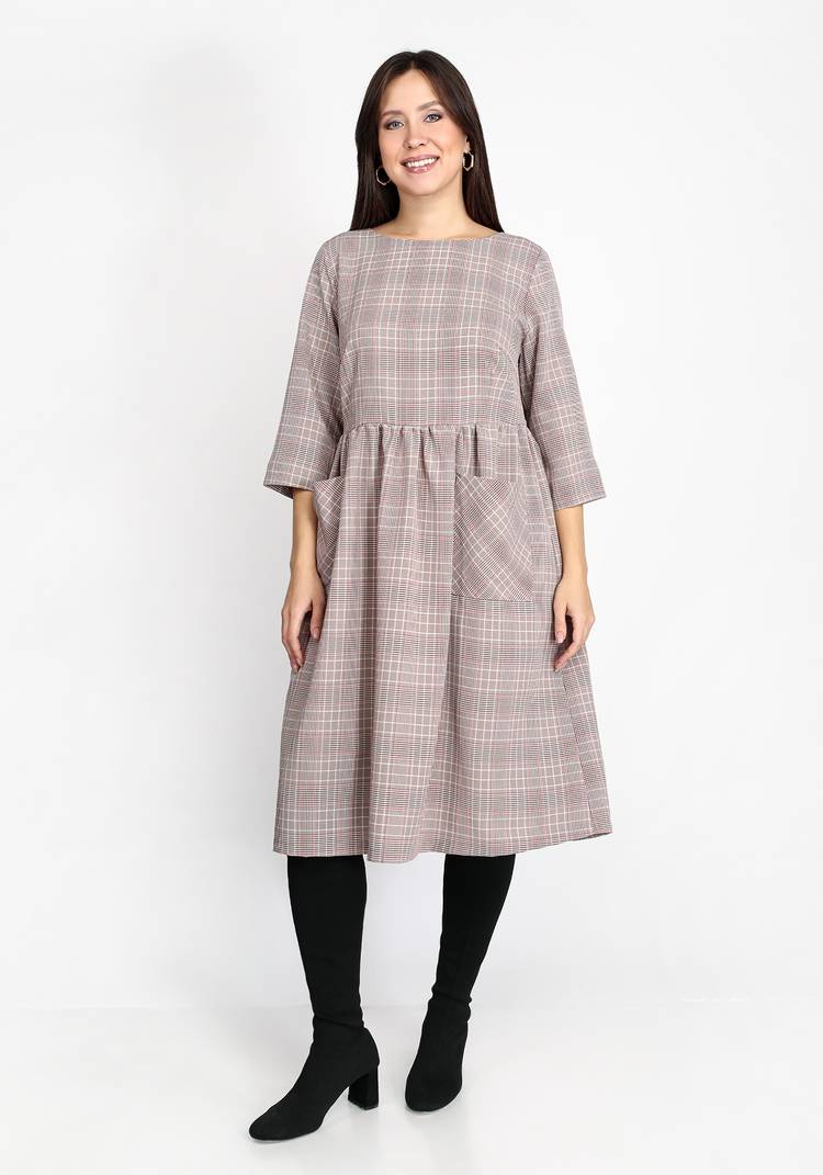 Платье в мелкую клетку с резинкой на талии шир.  750, рис. 6