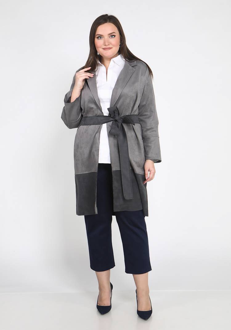 Кардиган из эко-замши с поясом шир.  750, рис. 5