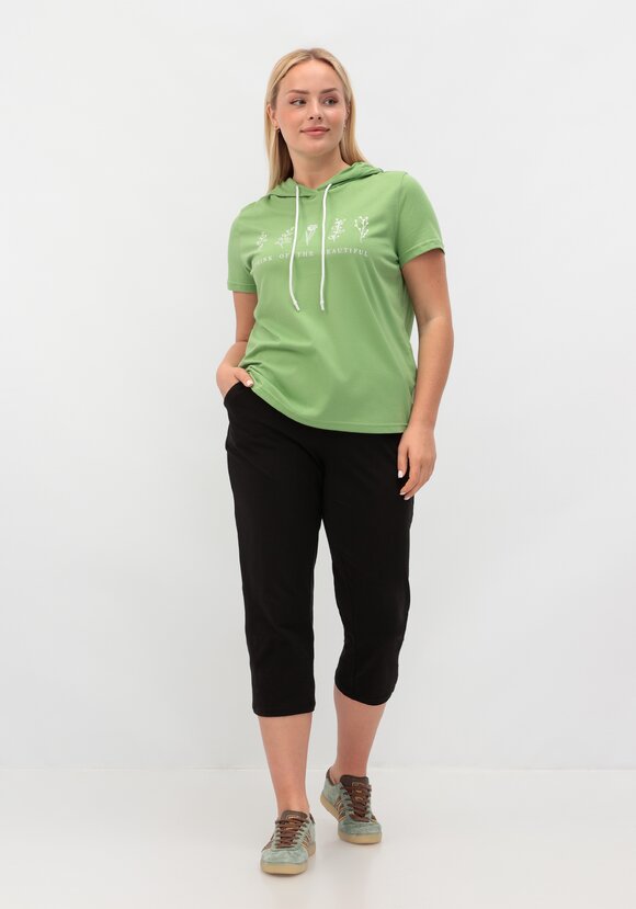 Футболка с капюшоном и лаконичным принтом шир.  580, рис. 8