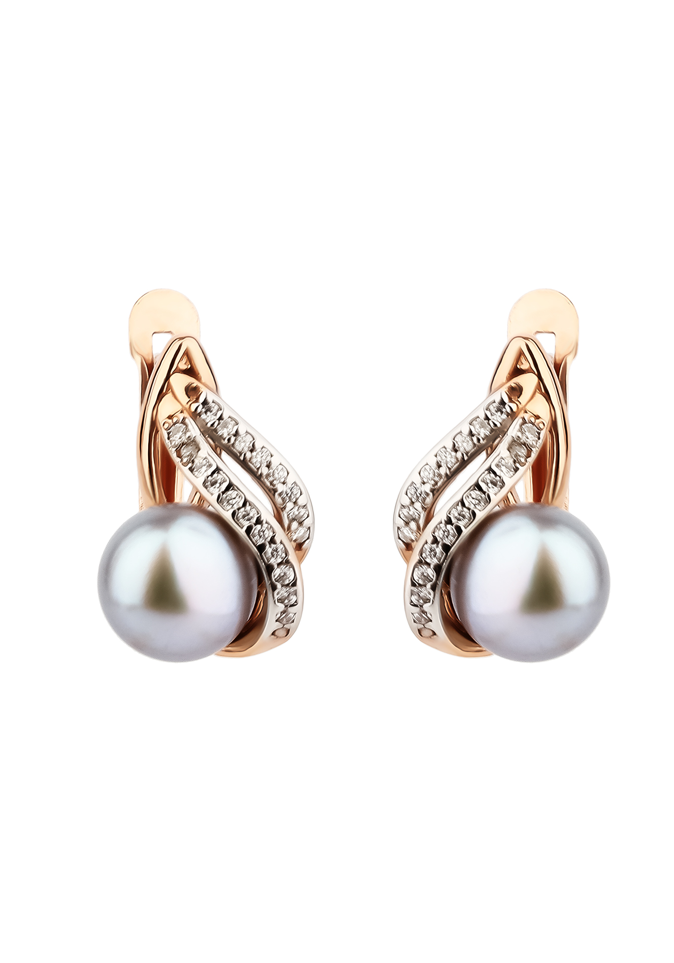 

Серьги серебряные "Жемчужина стиля", Позолота;серый