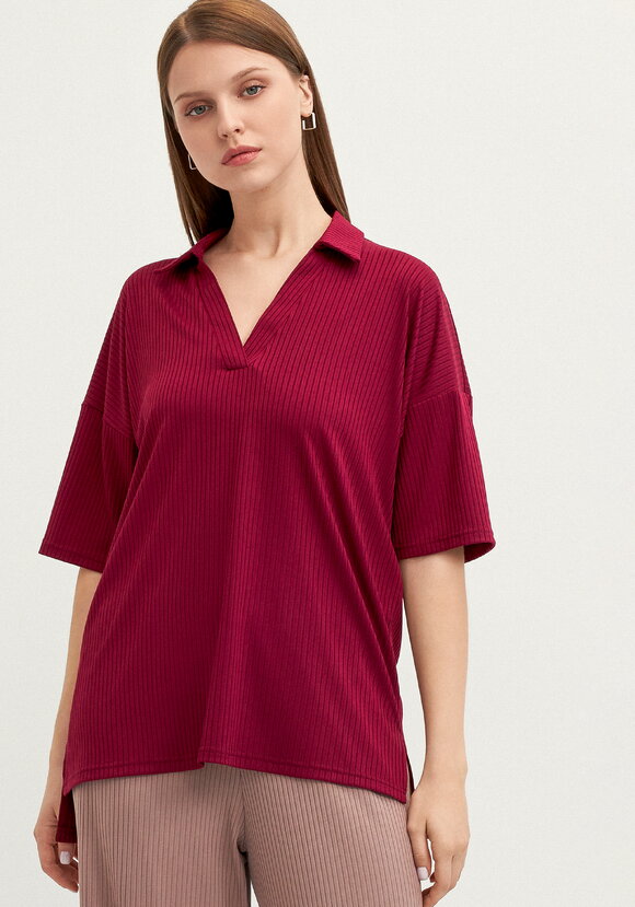 Поло с отложным воротником в рубчик шир.  580, рис. 28