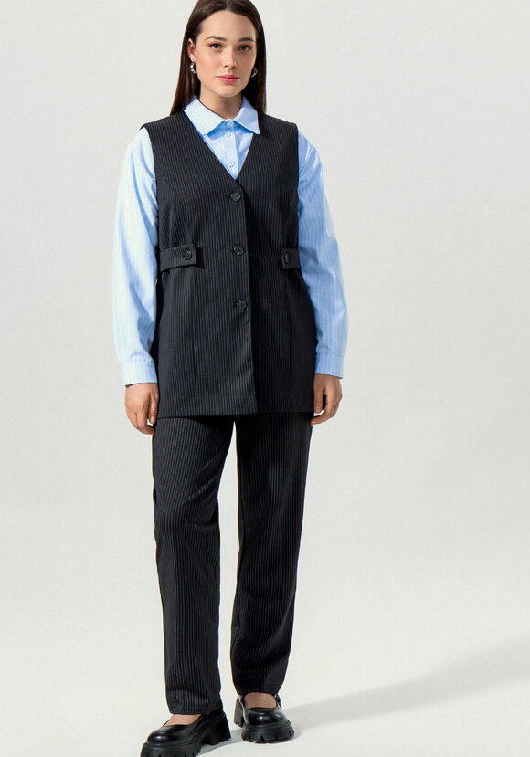 Брюки прямые в мелкую полоску шир.  580, рис. 1