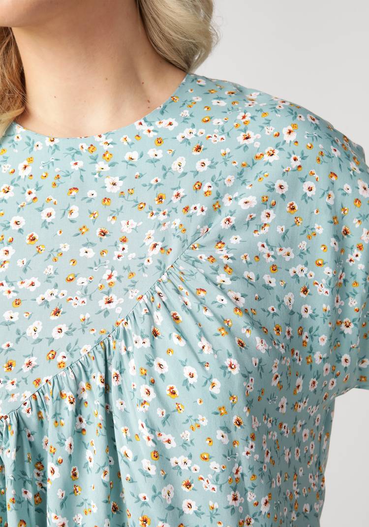 Блуза асимметричная с принтом цветы шир.  750, рис. 4