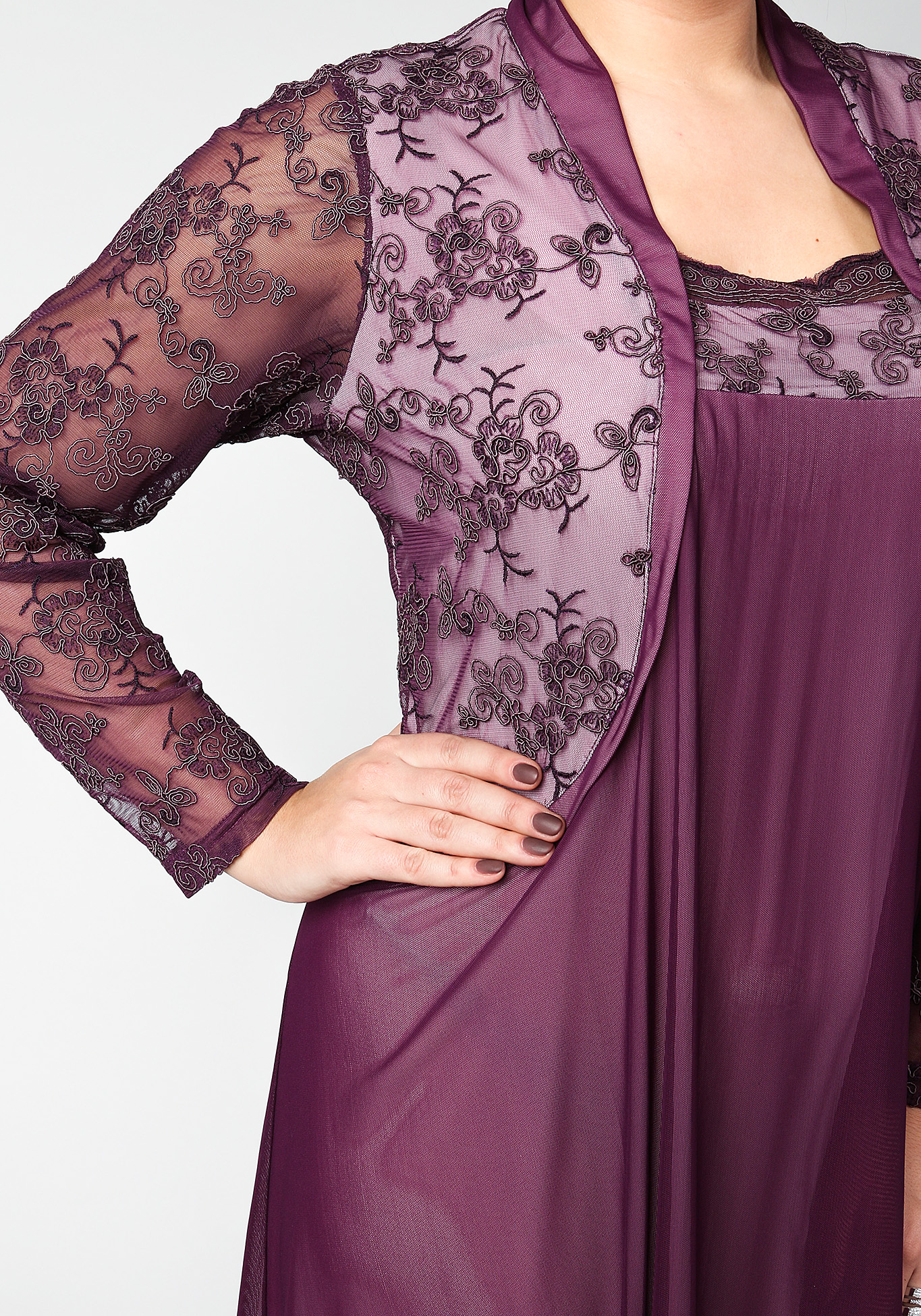 Платье с оригинальной отделкой GalaGrosso, размер 52, цвет фиолетовый - фото 3
