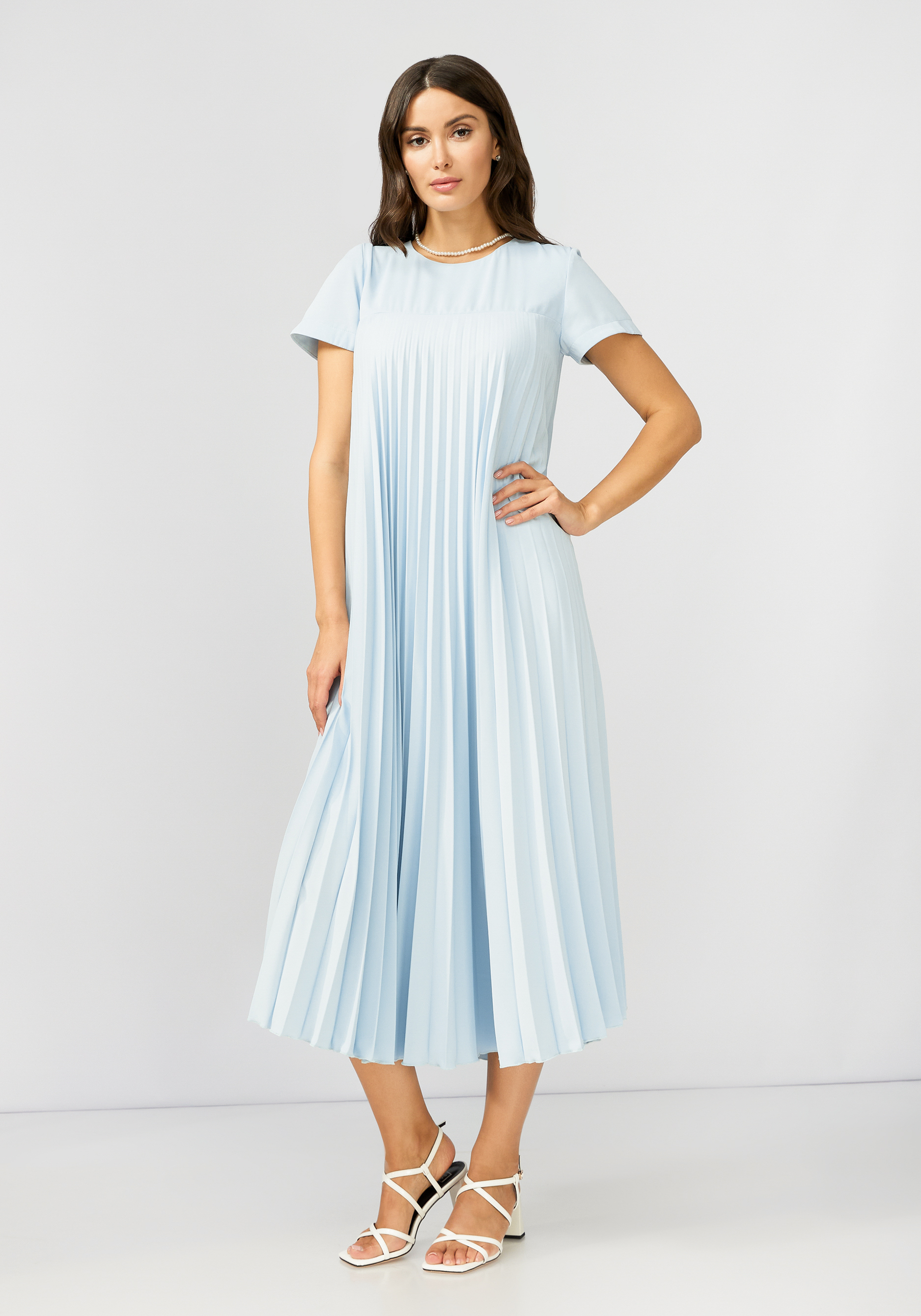 Платье с гофре Vivienne Mare, цвет голубой, размер 46 - фото 5