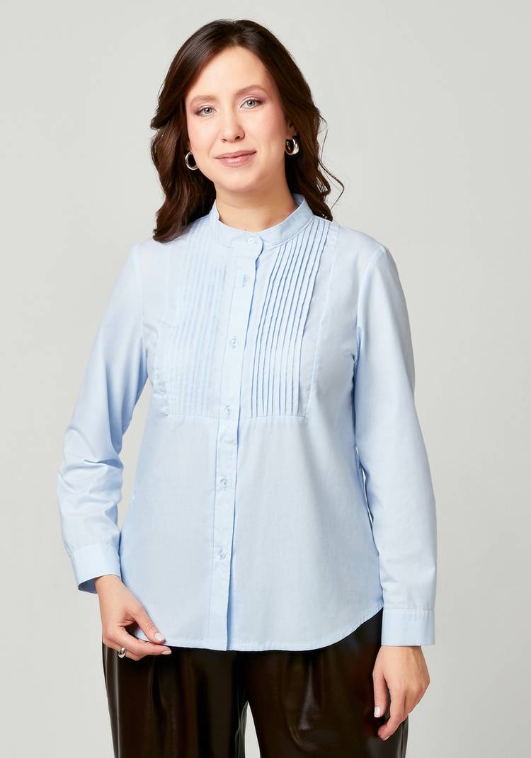 Блуза однотонная на пуговицах шир.  750, рис. 1