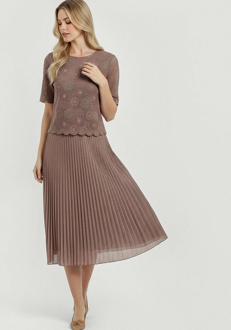 Платье комбинированное с ажурной тканью шир.  750, рис. 7