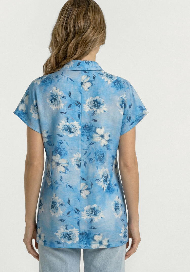 Блуза изо льна с цветочным принтом шир.  750, рис. 7