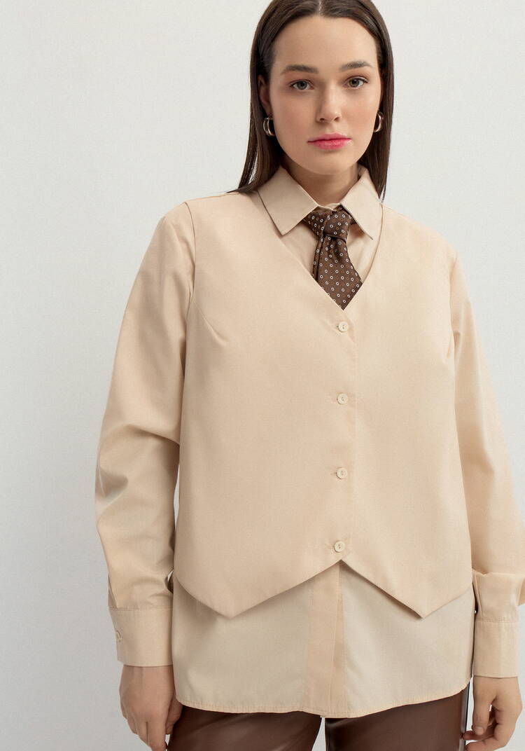 Блуза с имитацией жилетки свободного кроя шир.  750, рис. 11