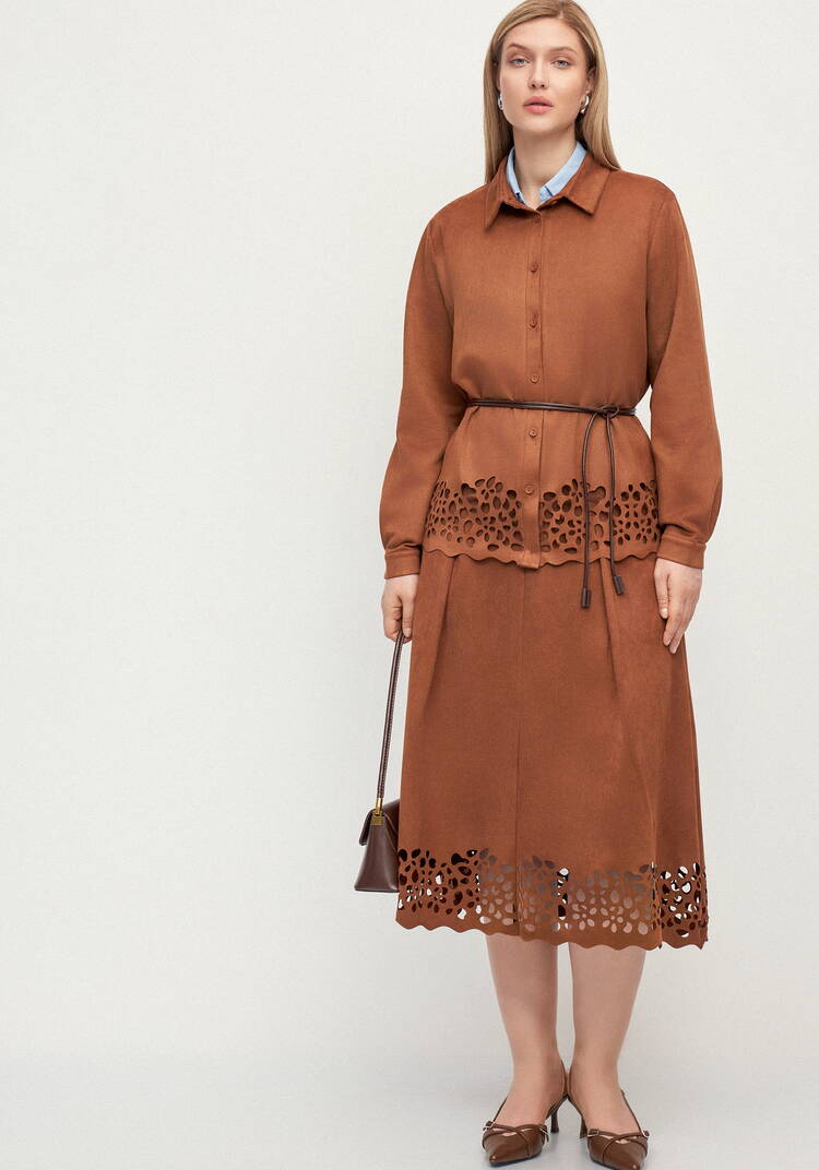 Рубашка замшевая с ажурным узором Веста шир.  750, рис. 7