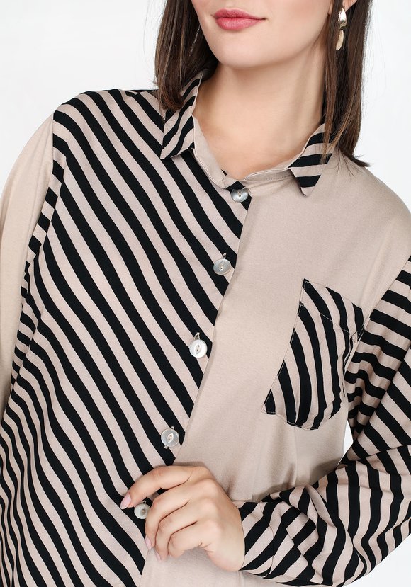 Блузка с комбинированной тканью шир.  580, рис. 4