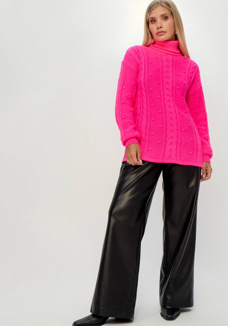 Джемпер с высокой горловиной и косами шир.  750, рис. 48