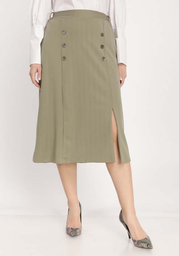 Юбка с декоративными пуговицами и разрезом шир.  580, рис. 5