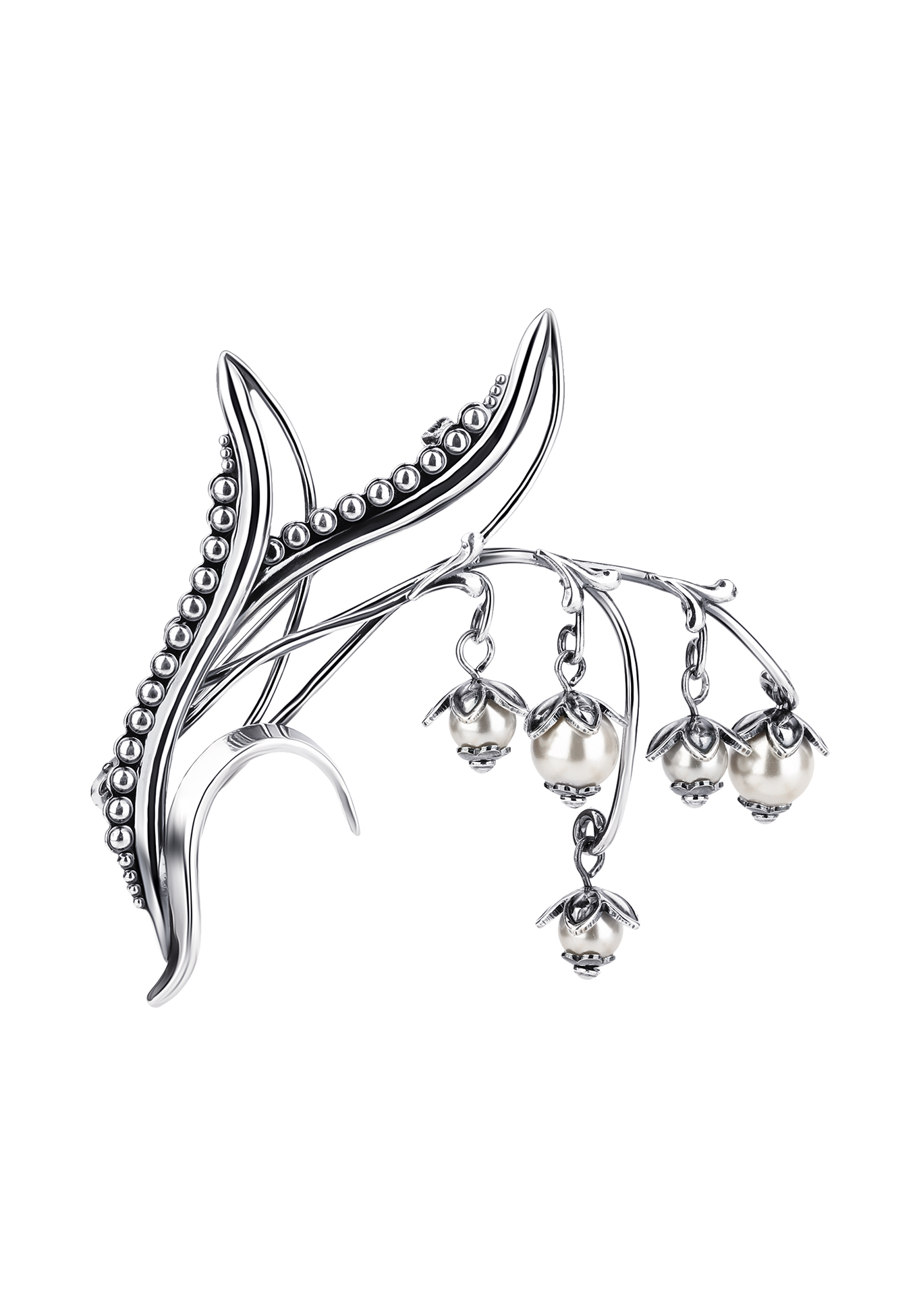 

Брошь серебряная "Ландыш", Белый