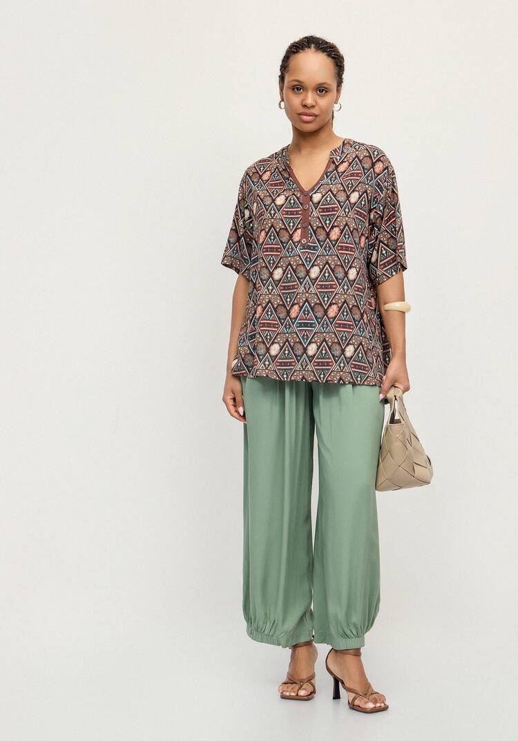 Блуза из штапеля с этническим рисунком шир.  750, рис. 8